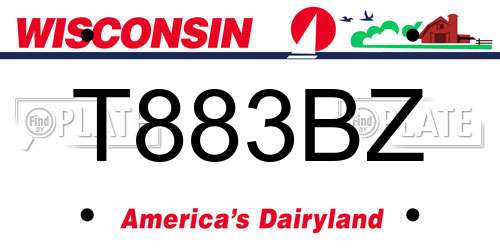 T883BZ Wisconsin License Plate