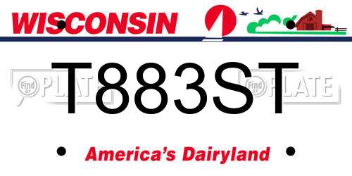 T883ST Wisconsin License Plate