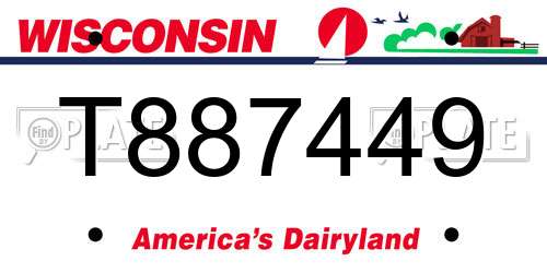 T887449 Wisconsin License Plate