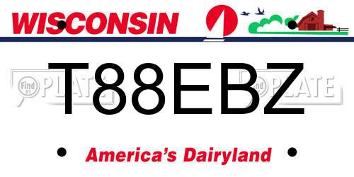 T88EBZ Wisconsin License Plate