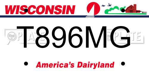 T896MG Wisconsin License Plate