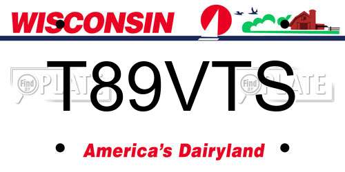 T89VTS Wisconsin License Plate