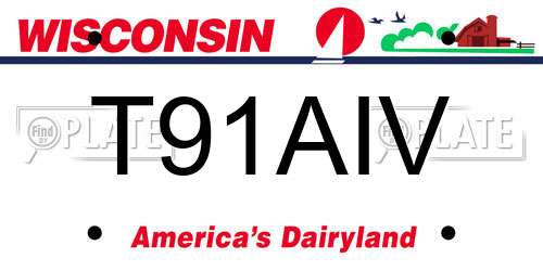 T91AIV Wisconsin License Plate