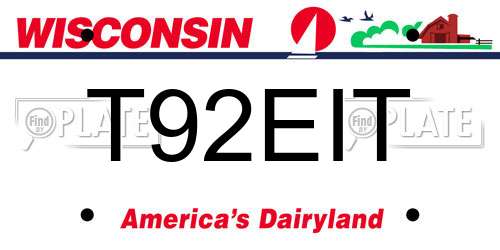 T92EIT Wisconsin License Plate