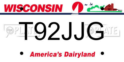 T92JJG Wisconsin License Plate