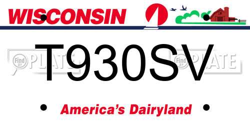 T930SV Wisconsin License Plate