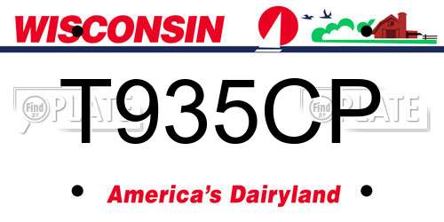 T935CP Wisconsin License Plate