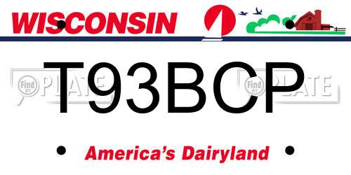 T93BCP Wisconsin License Plate