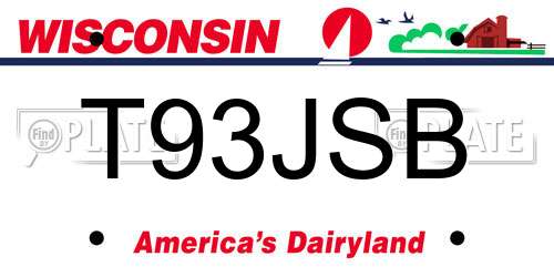 T93JSB Wisconsin License Plate