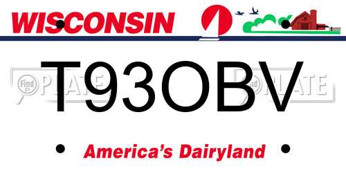 T93OBV Wisconsin License Plate