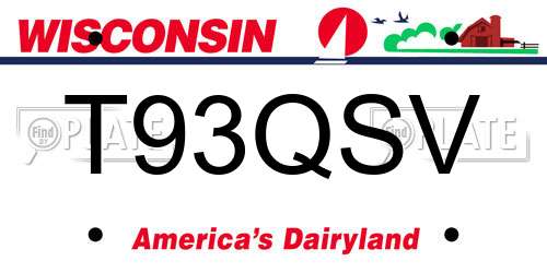 T93QSV Wisconsin License Plate