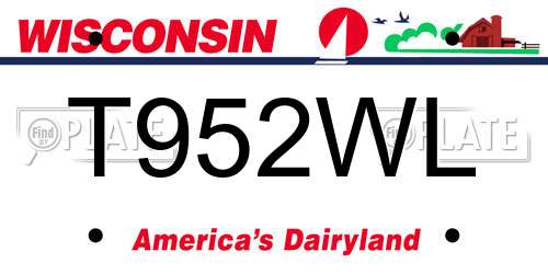 T952WL Wisconsin License Plate