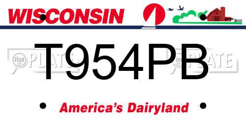 T954PB Wisconsin License Plate