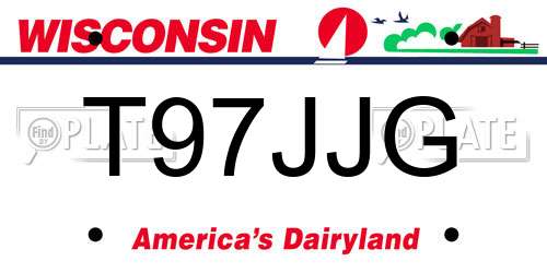T97JJG Wisconsin License Plate