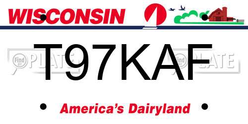 T97KAF Wisconsin License Plate