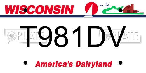 T981DV Wisconsin License Plate