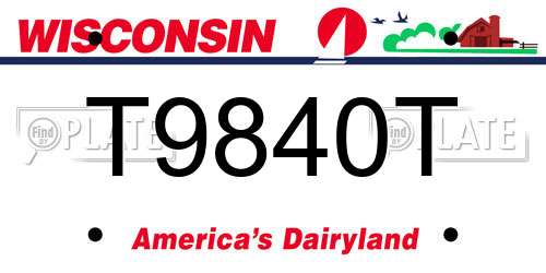 T9840T Wisconsin License Plate