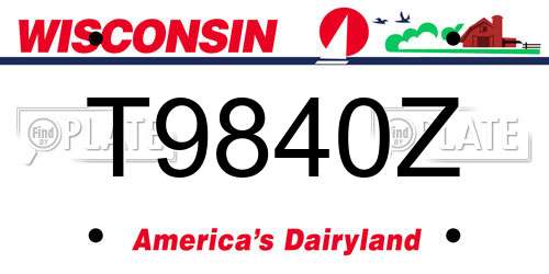 T9840Z Wisconsin License Plate