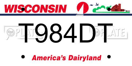 T984DT Wisconsin License Plate