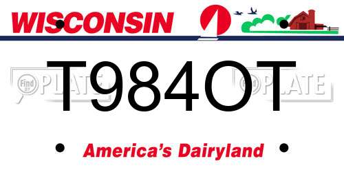 T984OT Wisconsin License Plate