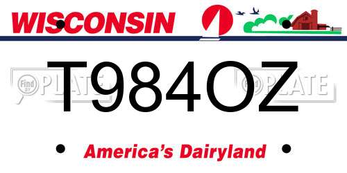 T984OZ Wisconsin License Plate