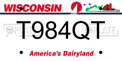 T984QT Wisconsin License Plate
