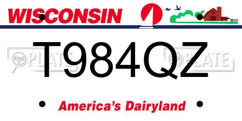 T984QZ Wisconsin License Plate