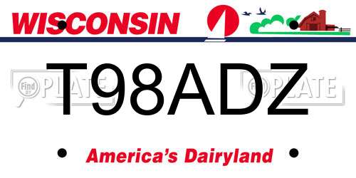 T98ADZ Wisconsin License Plate