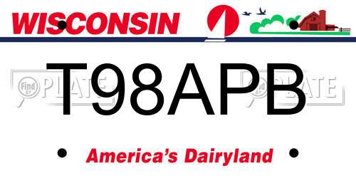T98APB Wisconsin License Plate