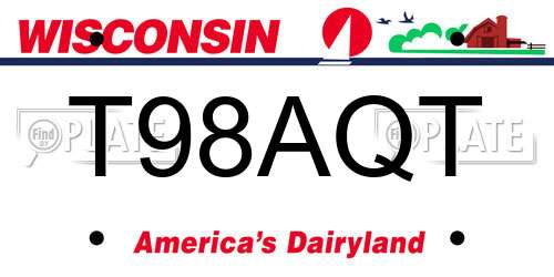T98AQT Wisconsin License Plate