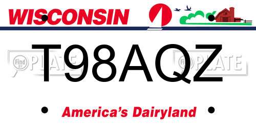 T98AQZ Wisconsin License Plate