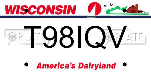 T98IQV Wisconsin License Plate