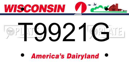 T9921G Wisconsin License Plate
