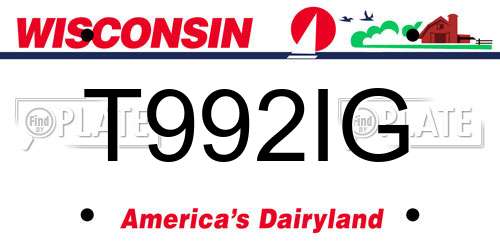 T992IG Wisconsin License Plate