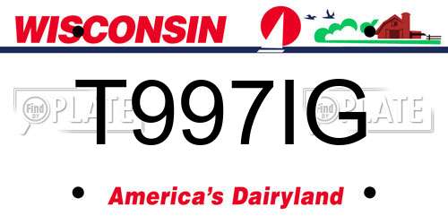 T997IG Wisconsin License Plate