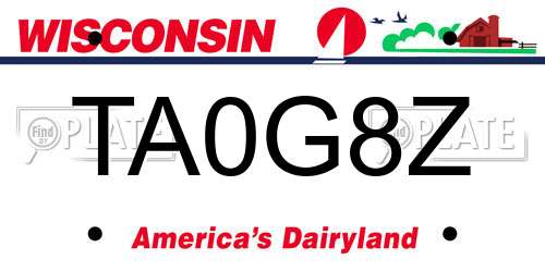 TA0G8Z Wisconsin License Plate