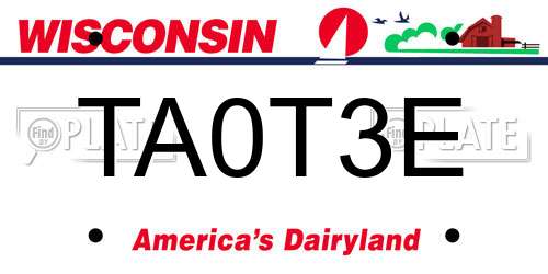 TA0T3E Wisconsin License Plate