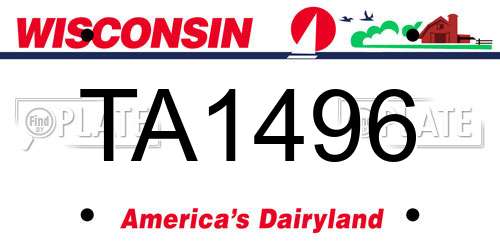TA1496 Wisconsin License Plate