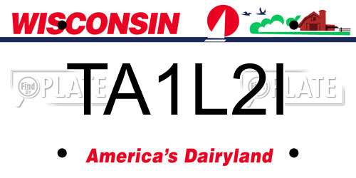 TA1L2I Wisconsin License Plate