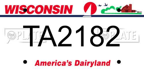 TA2182 Wisconsin License Plate