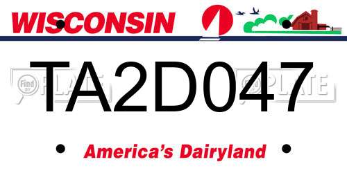TA2D047 Wisconsin License Plate