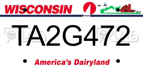 TA2G472 Wisconsin License Plate