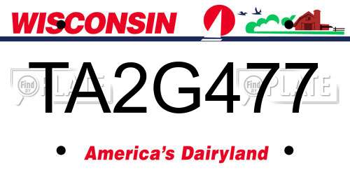 TA2G477 Wisconsin License Plate