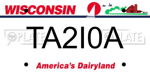 TA2I0A Wisconsin License Plate