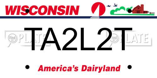 TA2L2T Wisconsin License Plate