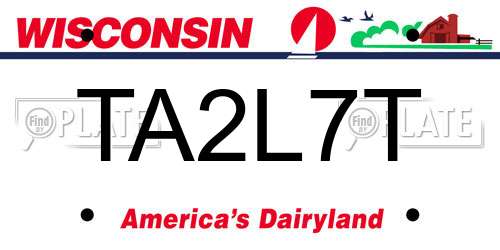 TA2L7T Wisconsin License Plate