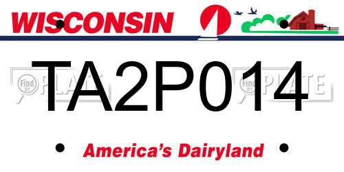 TA2P014 Wisconsin License Plate