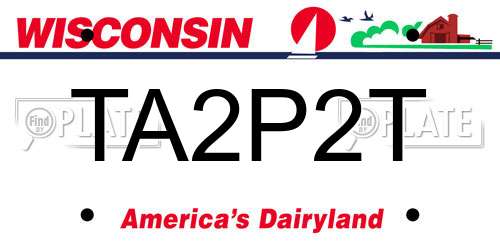 TA2P2T Wisconsin License Plate
