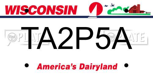 TA2P5A Wisconsin License Plate