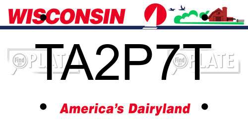 TA2P7T Wisconsin License Plate
